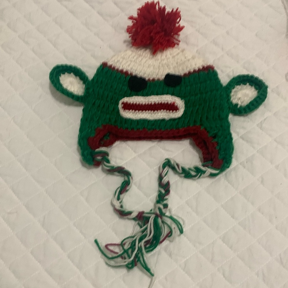 Toddler sock money hat crochet hat Christmas photo prop hat red green white